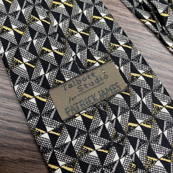 Robert Talbott White, Gold & Black Check Tie - Picture 3 of 4